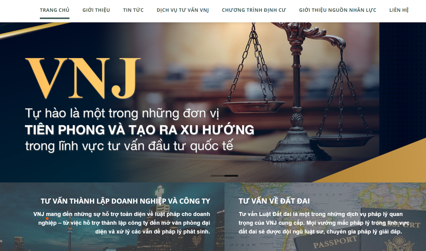 Trang web của Công ty luật Quốc tế VNJ